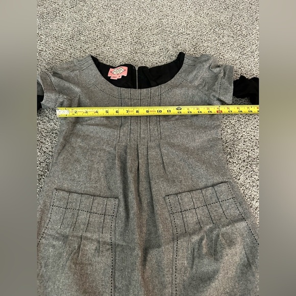 PHOEBE COUTURE Size 4 XS S Gray Wool Blend Shift Dress Flowers - Picture 11 of 13
